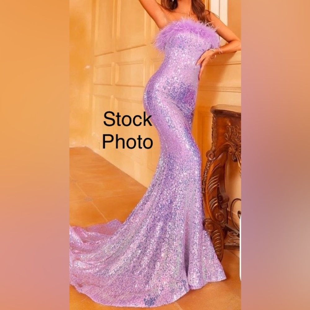 Faeriesty NWT - Purple Iridescent Strapless Sequin Mermaid Prom Dress Sz. XS